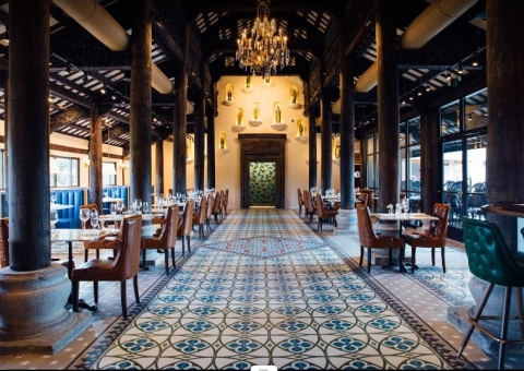 Gạch bông Secoin tại Nhà hàng Camp Lucy, Texas, Mỹ